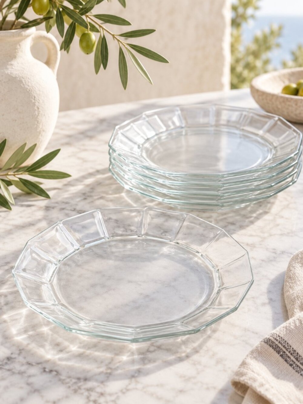 Arcoroc Octime France Clear Octagon Glass Plates Set of 4 Replacement